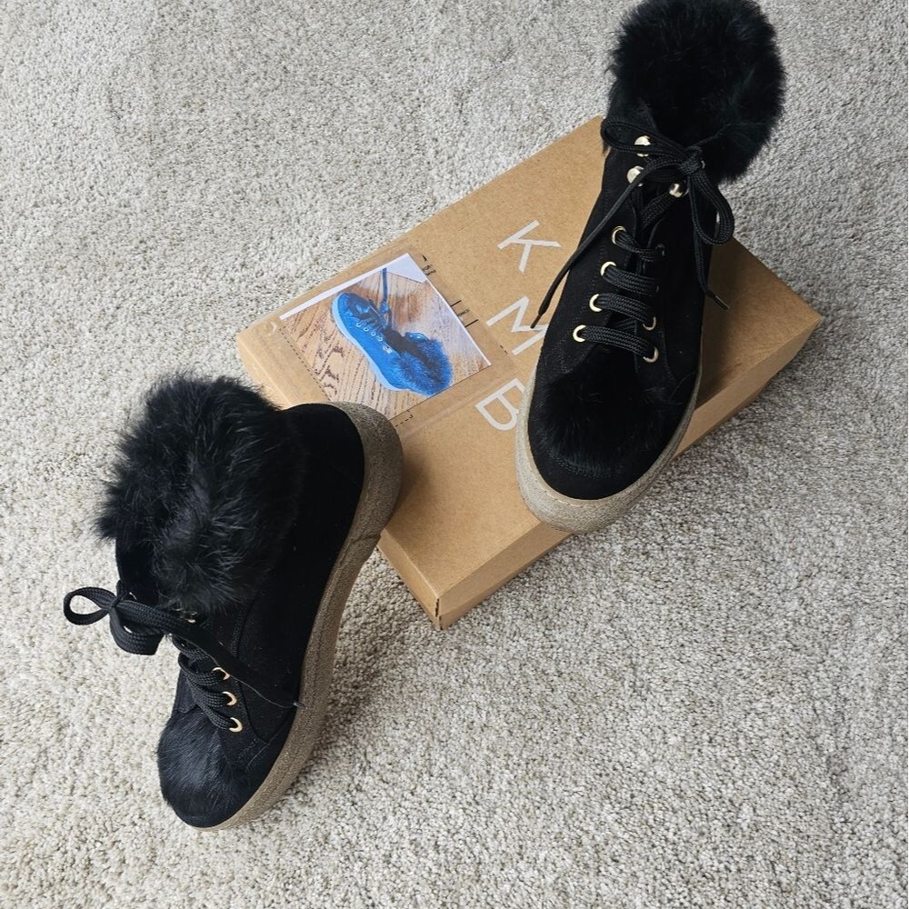 KMB High Top Real Fur Platform Sneakers Size 41 = US 10 - Picture 2 of 8